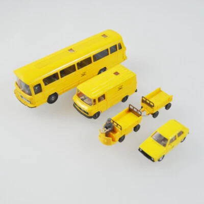 Wiking German Post - VW Golf 1 - MB L406 & O 0302 Bus - Electric Luggage Carts - Image 1 of 4