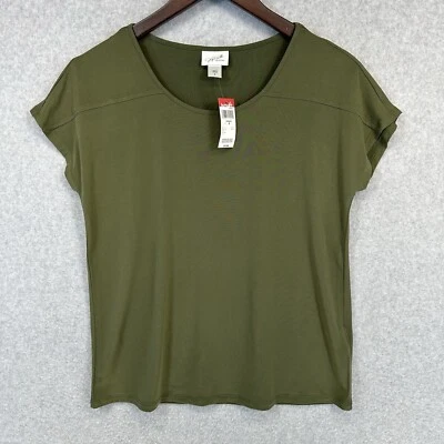 Top para mujer Jaclyn Smith Collection talla pequeña verde manga corta etiquetas nuevas Foto 1 de 4