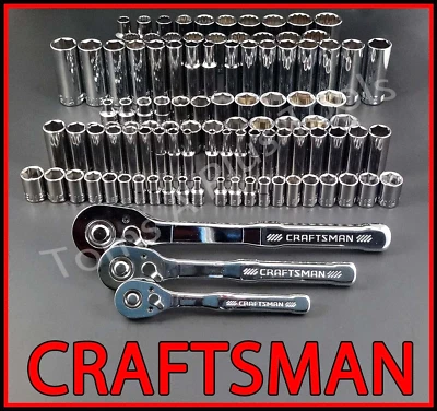CRAFTSMAN TOOLS 103pc 1/4 3/8 1/2 SAE METRIC MM w/ 3pc ratchet wrench socket set - Image 1 of 4