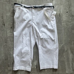 Gloria Vanderbilt Belted Anita Capri 12 Women White NWT - Picture 1 of 7
