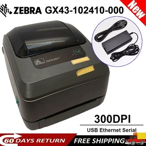 Zebra GX430T GX43-102410-000 300DPI Thermal Barcode Label Tag Printer Network - Picture 1 of 4