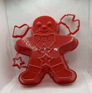 Vintage Jello Form Jiggler Lebkuchenmann & Weihnachtsausstecher rot - Bild 1 von 2