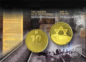 ISRAEL SONDERAUSGABE MÜNZEN & MEDAILLEN Briefmarkenbogen YAD VASHEM HOLOCAUST MUSEUM 60. - Bild 1 von 2