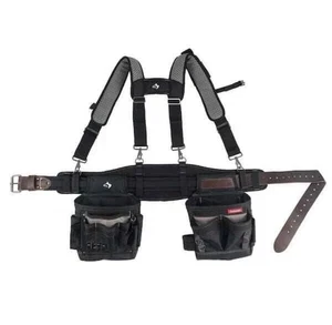 Husky 2 Bag Electricians Heavy Duty Work Tool Storage Belt & Suspenders - Picture 1 of 7