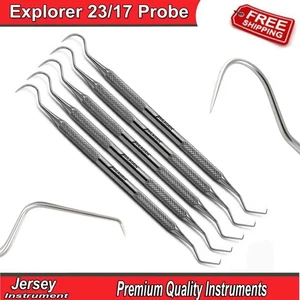 Gancho de examen periodontal de doble extremo Dental Explorer 23/17 sondas de hoz CE - Imagen 1 de 6