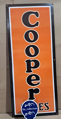 Cooper Tires Porcelain Enamel Sign  36 x 15 Inches 1 Sided - Image 1 of 4