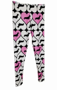 Full Gear Dachshund Dog Heart Print Legging Pink Black White - Picture 1 of 6