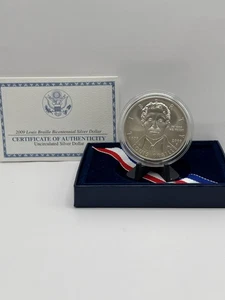 2009 US Mint Louis Braille Bicentennial Proof Silver Dollar with Box and COA - Picture 1 of 4