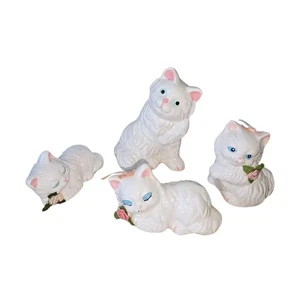Mama Katze und ihre Babys Keramik Figuren Deko 4 Stück - Bild 1 von 8