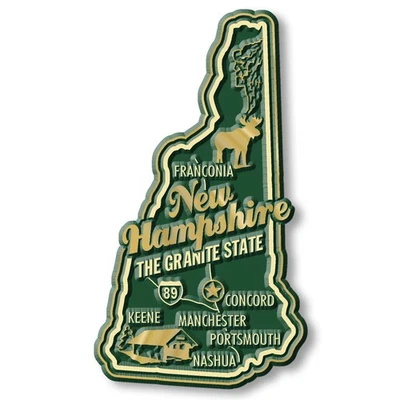 CLASSIC MAGNETS MADE WITH PRIDE IN THE USA New Hampshire Premium State Magnet by Classic Magnets, 1.9" x 3.4"