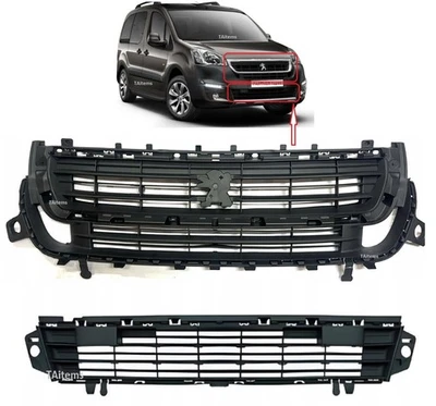 一对前中心上盖+下格栅 2 件 适合 PEUGEOT 合作伙伴 2015-2018 — 第 1/4 张图片