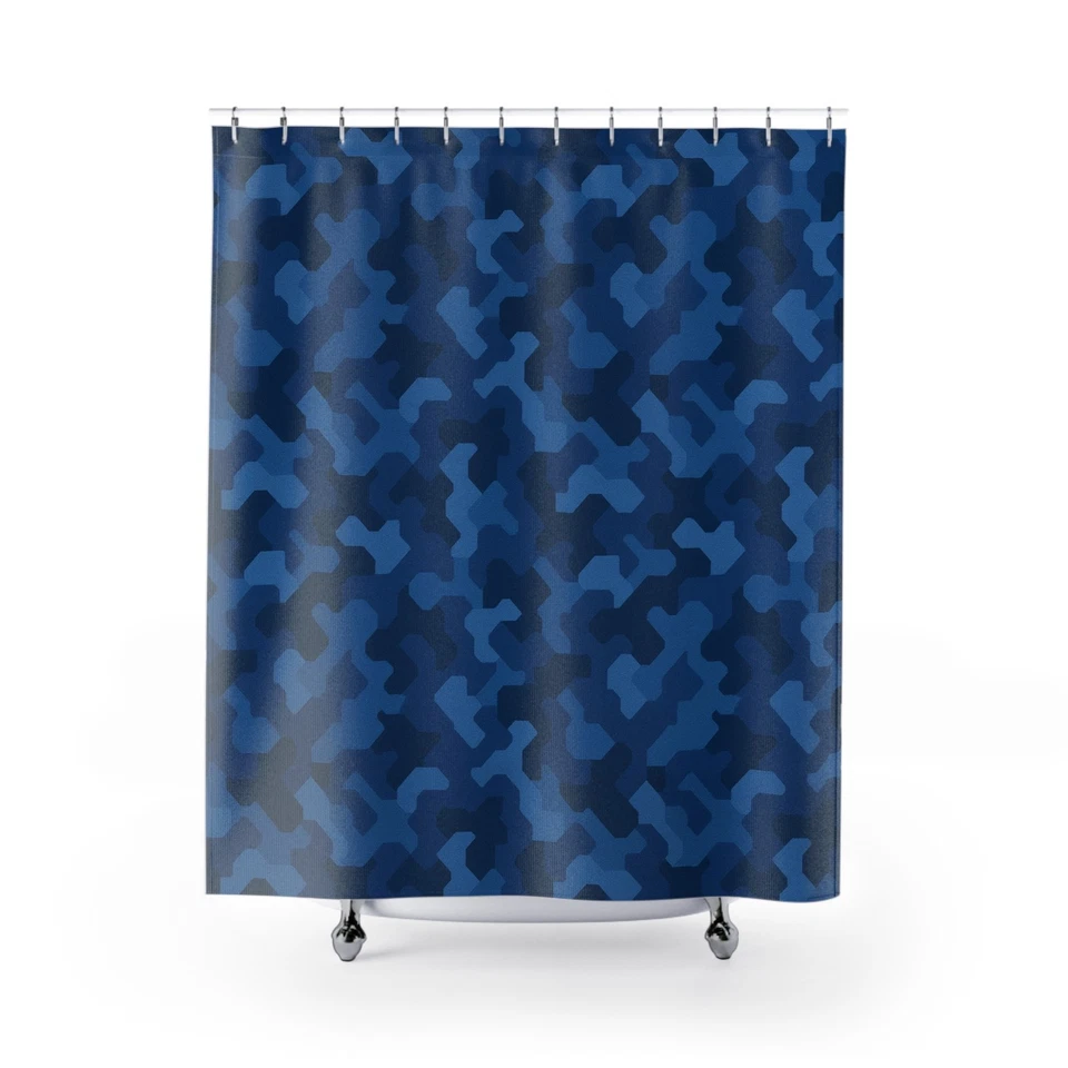 Cortinas de Ducha Estampado Náutico, Diseño Camuflaje Azul, Decoración Baño, Modernas [...] Foto 1 de 1