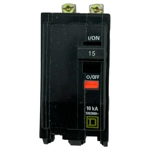 USADO CUADRADO D QOB215 15 Amp 2 Polos 240 Voltios Disyuntor Perno - Imagen 1 de 6