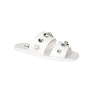 New Schutz Lizzie Crystal Embellished Sandal in White PVC Women's Size 9 - Picture 1 of 7