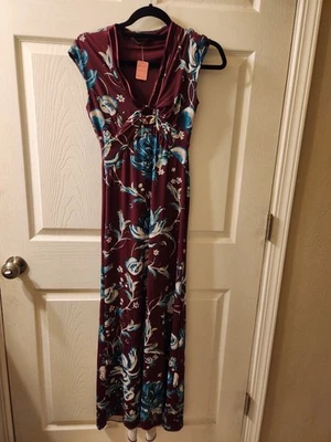 Vestido Roberto Cavalli Cuello en V Fruta Prohibida Floral Sin Mangas Talla IT 38/US 2 Foto 1 de 4