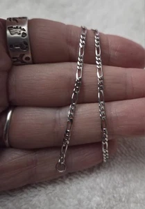 Milor 14kt White Gold Figaro Link 1.57mm 8" Italy 2.2 grams Bracelet SIGNED - Picture 1 of 10