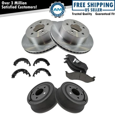 Disc Brake Rotor Ceramic Pad Drum & Shoe Front & Rear Kit for Jeep Wrangler New - Изображение 1 из 4