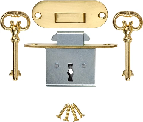 Rounded Full Mortise Lock W/ Two Skeleton Keys for Roll Top Desk - Antique Furni Cover