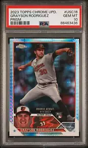 Graded 2023 Chrome Update Grayson Rodriguez #USC16 Prism RC Baseball Card PSA 10 - Picture 1 of 2