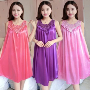 Women Casual Silk Satin Robe Short Night Dress Sleepwear Nightwear Night Gown - Picture 1 of 22