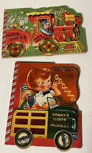 Vintage Samuel Lowe 1950er Bücher Here Comes the Grocer & Puff 'n Toot R.R. Räder - Bild 1 von 9