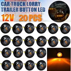 20x Amber 3/4" Bullet Round LED Side Marker Lights Trailer RV Indicators Lights - Picture 1 of 12