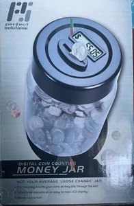 new perfect solutions digital coin counting money jar - Picture 1 of 4