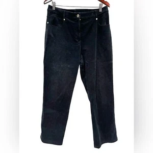 St. John Corduroy Pants Straight Leg Size 12 Black Womens Dressy Casual - Picture 1 of 4