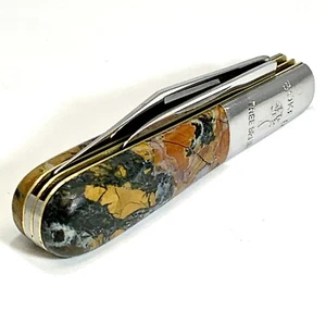 VTG BOKER TREE BRAND USA 493 BARLOW KNIFE CUSTOM  MALIGANOE JASPER HANDLES! - Picture 1 of 12