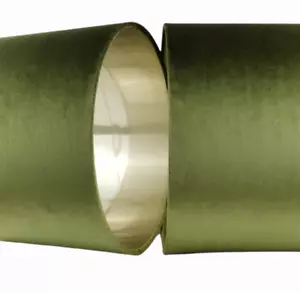 Lussuoso paralume tamburo velluto verde salvia *6 fodere spazzolate * bronzo champagne - Foto 1 di 17