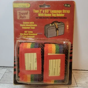 VINTAGE Twin Peaks RAINBOW Luggage Straps 2"x65” Deadstock New in Package N1 - Picture 1 of 7