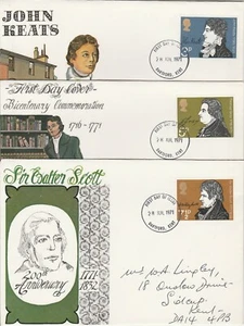 3x GB Briefmarke Kenner FDC Literary Anniversaries 1971 Dartford CDS - Bild 1 von 2