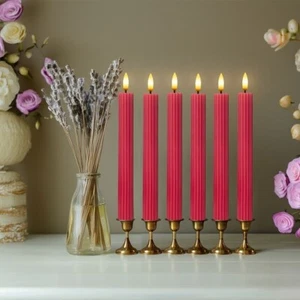 Velas de pilar acanaladas LED acanaladas rojas de 10" control remoto y memoria temporizador 24h - Imagen 1 de 7