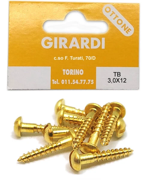 VITE A LEGNO IN OTTONE TESTA BOMBATA mm3,0x12 - DIN 96 - pz 20/50/100 - Immagine 1 di 1
