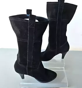 Nine & Co Mid Calf Black Leather Heel Boots 8.5M - Picture 1 of 8