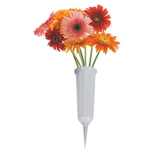 1PCS Grave Vases With Spike Stake Cemetery Flowers Holder In Ground Gray - Picture 1 of 12