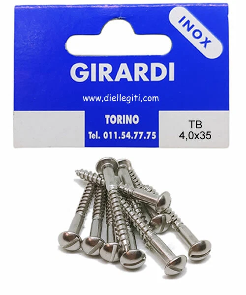 VITE A LEGNO IN ACCIAIO INOX A2 TESTA BOMBATA A TAGLIO DIN 96 mm4,0x35 - Immagine 1 di 1
