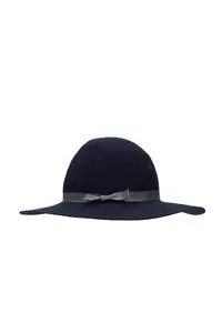 SOMBRERO ATAQUE Ala Redonda Floppy AZUL MARINO Gris 100% Lana Diseñador EE. UU. NUEVO - Imagen 1 de 3