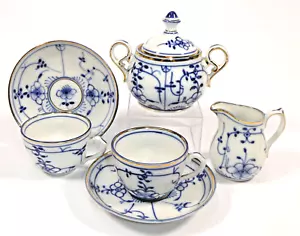 Hüttensteinach Swaine & Co. Indio-Azul flor de paja servicio servicio de té A-9 - Imagen 1 de 23