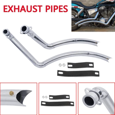 Shortshots Staggered Exhaust Pipe Chrome For Honda SHADOW 1100 VT1100C2 VT1100C3 - Image 1 of 4