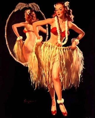 ELVGREN HULA TIKI ISLAND VENTA LRG LIENZO GICLEE DECORACIÓN HAWAIANA PIN-UP PICK PINUP Foto 1 de 4