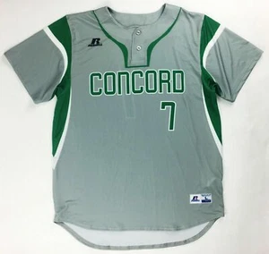 Russell Athletic Concord Minutemen Two Button Baseball Jersey Men's L Gray Green - Picture 1 of 2