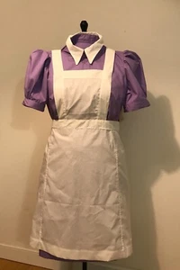 1950s Nurse uniform lilac dress short puffy sleeve, white apron, new, size 4-30 - Picture 1 of 4
