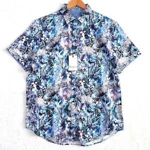 Robert Graham Camasa Tropical Floral Classic Short Shirt Mens L Blue Multicolor - Picture 1 of 11