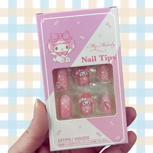 Unghie finte Sanrio My Melody, 24 punte per unghie, design 3D, corte, rosa - Foto 1 di 6