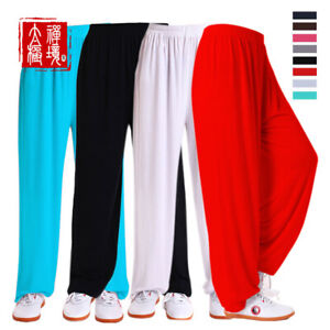 Silk Chinese Kung Fu Tai Chi Pants Martial Arts Trousers Bloomers Uniforms S-XXL