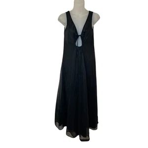 Vintage SERENA Black  Nylon Nightgown with sheer top layer Keyhole bust sz S - Picture 1 of 9
