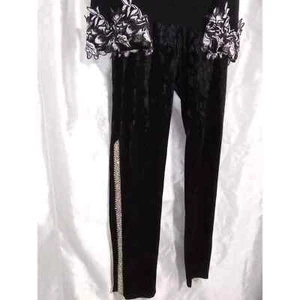 Strass VENUS Samt Leggings schwarz Velour Raute Hose - Bild 1 von 7