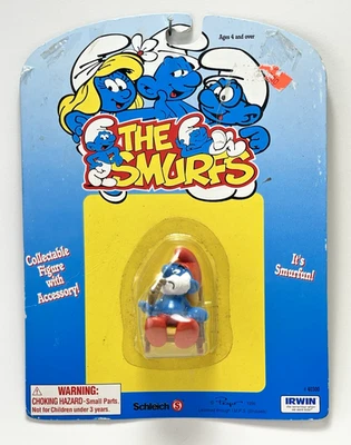 Smurfs ROCKING CHAIR PAPA SMURF w/PIPE Figure 40300 Schleich Vintage 1996 Rare - Image 1 of 4
