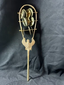 Brass Egyptian Horus Sistrum – Traditional Ritual Instrument with Winged Falcon - Picture 1 of 6